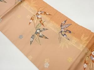 笹に梅・桜・菊模様織出し名古屋帯